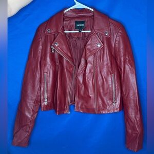 Express Red Moto Cropped Jacket